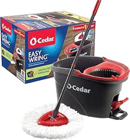 (incomplete)O-Cedar EasyWring Microfiber Spin Mop, Bucket Floor Cleaning System, Red, Gray, Standard