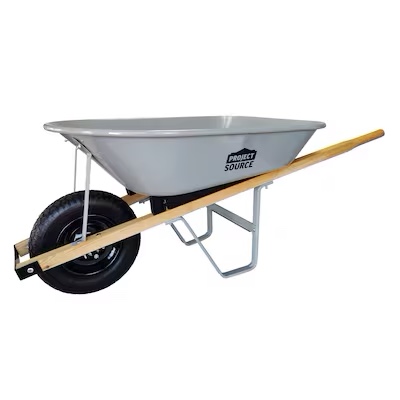 Project Source 5.5-cu ft 1 Wheel Steel Push Wheelbarrow