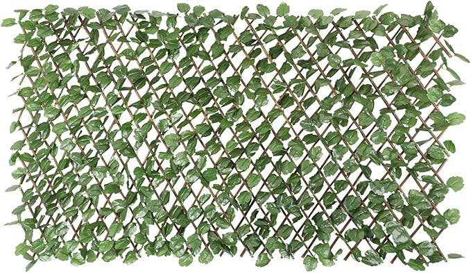 TANG Artificial Leaf Faux Expandable Stretchable Privacy Fence Screen for Patio Deck Backyard Balcony Privacy Screen Ivy Leaves Single Side 1pc Leaf Vine Wall Fence Decoration