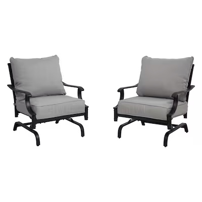 allen + roth Thomas Lake Set of 2 Gray Steel Frame Conversation Chair with Gray 