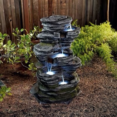 Style Selections 40.16-in H Resin Water Rock Waterfall Outdoor Fountain