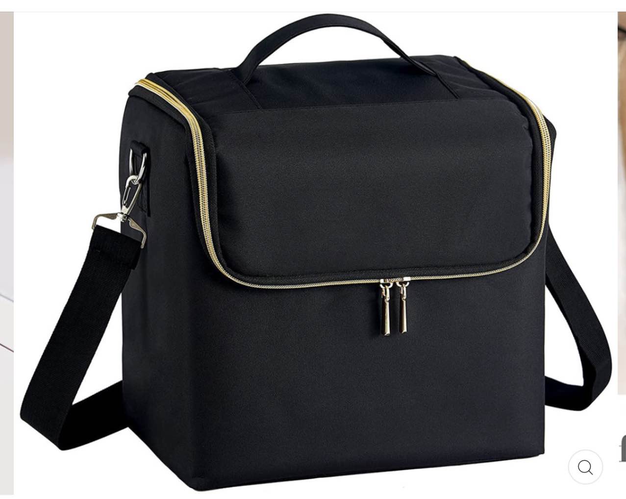 BLACK MAKEUP BAG WITH SHOULDER STRAP M06C