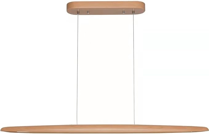 YISDESIGN 51" Wood Linear Pendant LED Linear Chandelier Island Lights Dimmable for Dining Room Living Room Pool Table Lighting Natural-European Beech Wood Yellow 51in