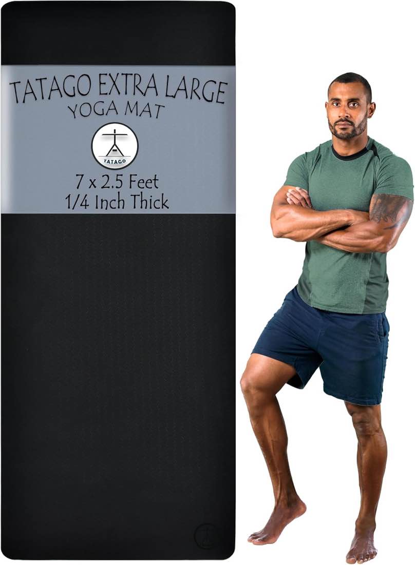 Tatago Extra Large Yoga Mat Thick Extra Wide and Long. Premium 7 Foot XL Yoga Mat That Makes a Great Large Workout Mat Thick & Durable