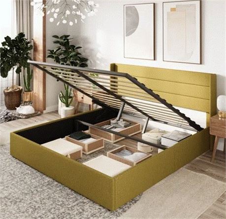 VERDUGO Hydraulic Upholstered Platform Bed, KBMV0004 (FULL) KITCH4-WF1-E275M