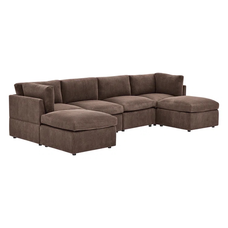 Annai 129" Wide Reversible Modular Corner Sectional with Ottoman( incomplete Ottoman)