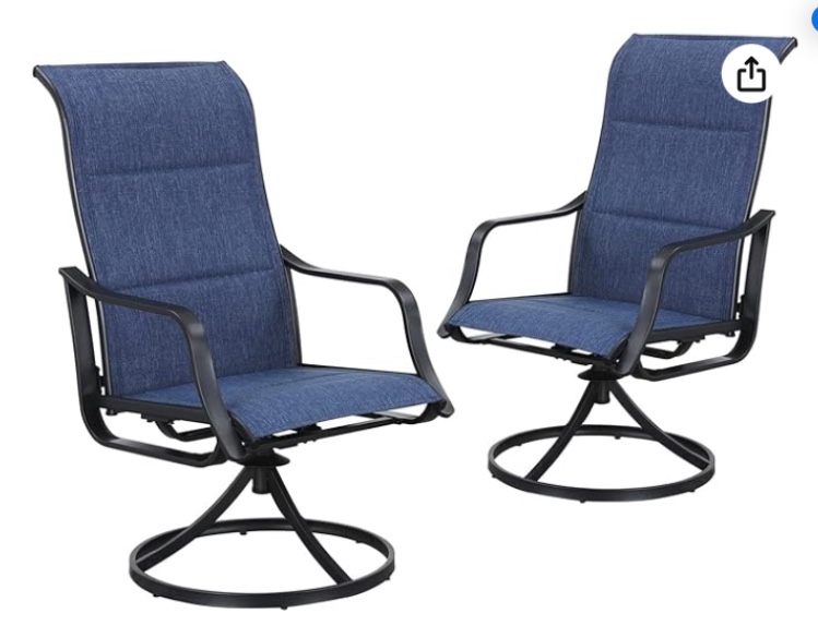 PatioFestival Patio Dining Chairs 2 Pieces Textilene Outdoor High Back Swivel Rockers Set with All Weather Frame (Blue)