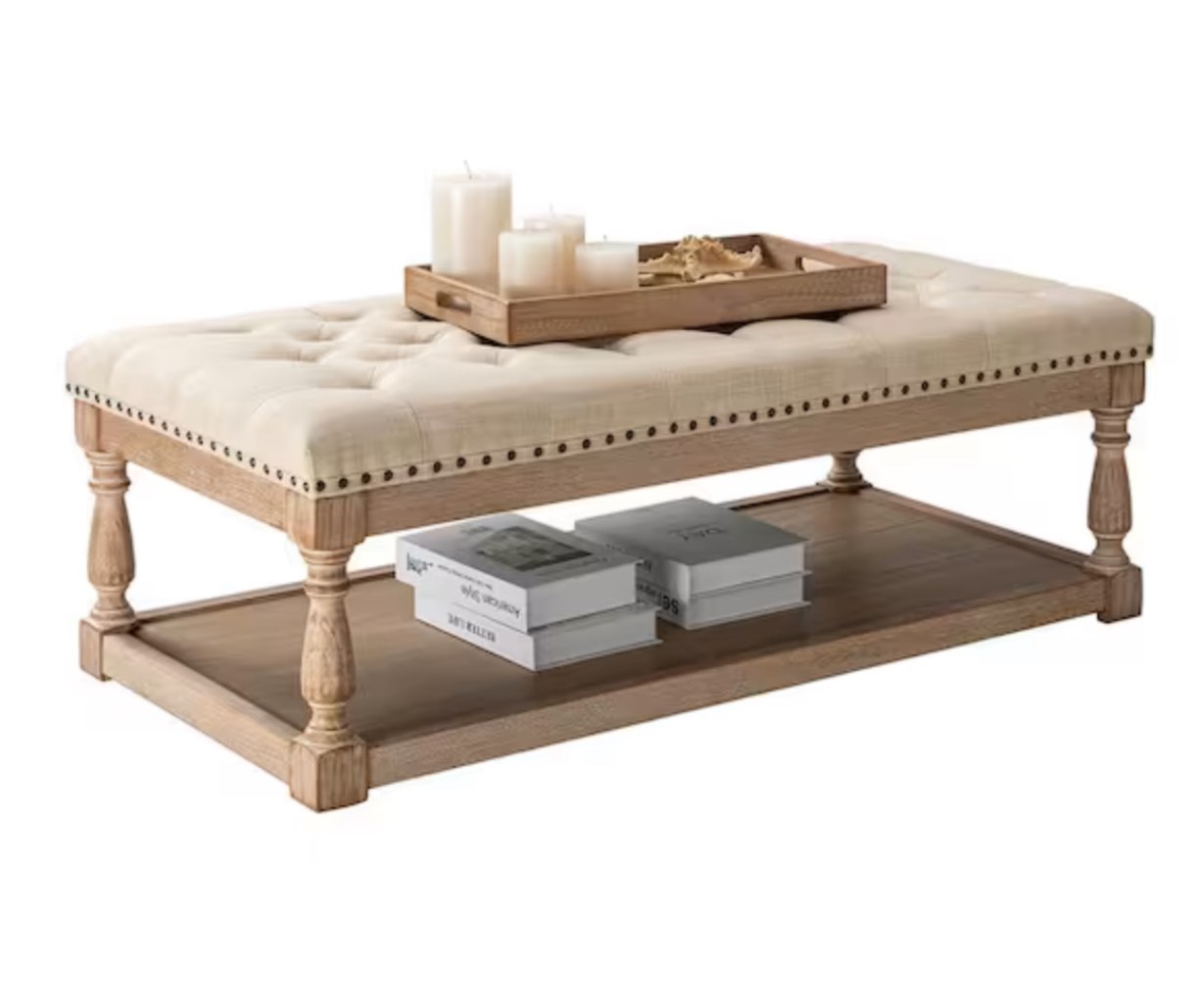 Jakob Linen Upholstered Storage Ottoman with Solid Wood Legs
