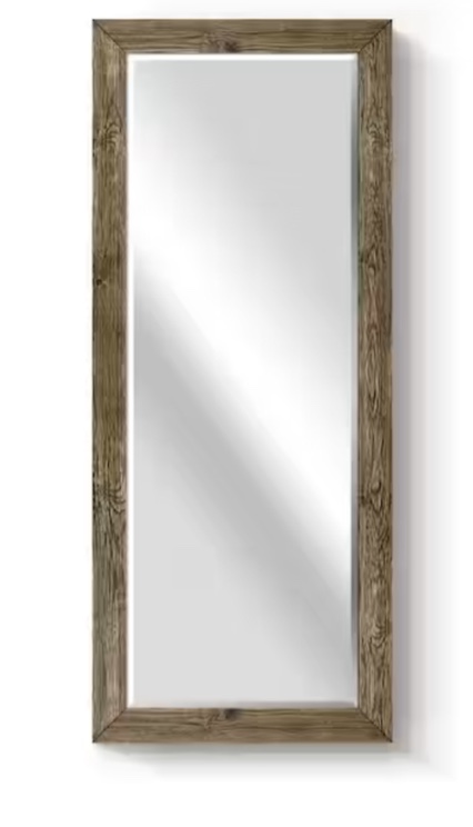  25 in. W x 61 in. H Framed Rectangle Beveled Edge Wood Full Length Mirror in Walnut