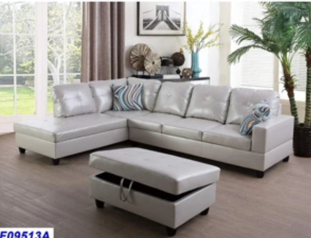  PonLiving Furniture Left Facing 3PC Sectional Sofa Set,Faux Leather, Powder PonLiving PonLiving Funiture Left Facing 3PC Sectional Sofa Set,Faux Leather, Powder(incomplete Right Arm sofa only) 