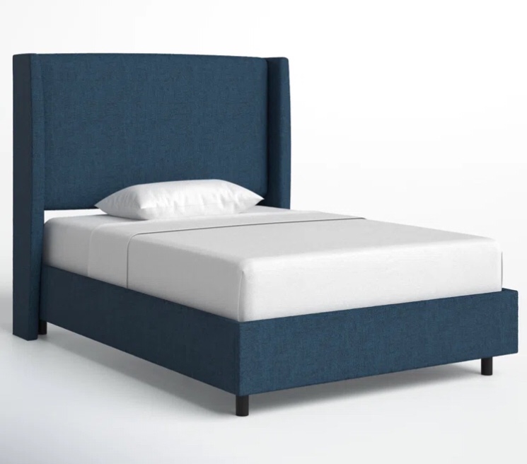  Zuma Navy Textured Linen Tilly Upholstered Bed (unknown size) (incomplete box 1 )