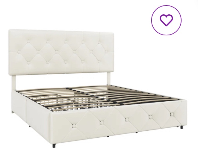  Sorel Vegan Leather Platform Storage Bed(incomplete box 2 of 2 ) Queen size 