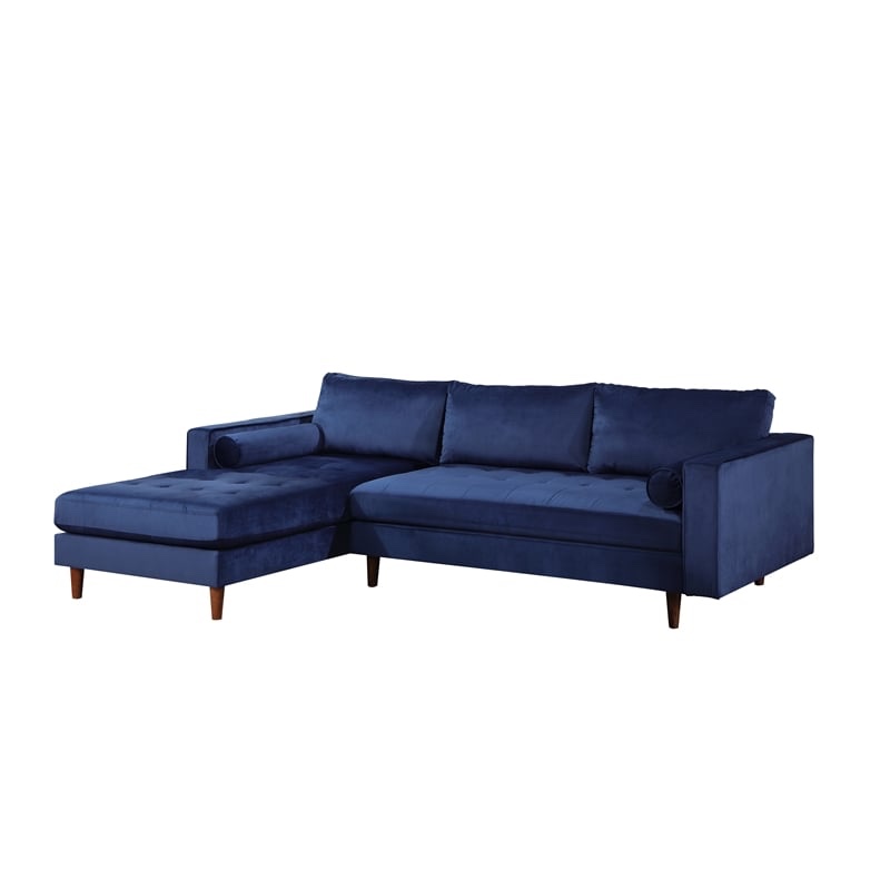 Bella Esprit Parker Velvet Sectional w/ Ottoman Solid & Manufactured Wood Blue( incomplete only box A) 