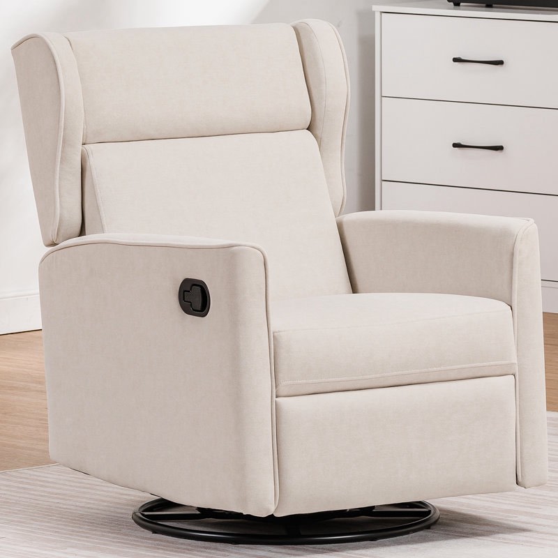 Rocking Recliner Chair, Swivel Glider Reclining Single Sofa Manual Rocker Recliners, Nursery Rocking Chairs With Upholstered Seating For Living Room Office