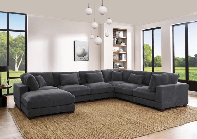 Arliz 7 - Piece 144" Wide Reversible Modular Corner Sectional with Ottoman ( Box 2/2 Incomplete)