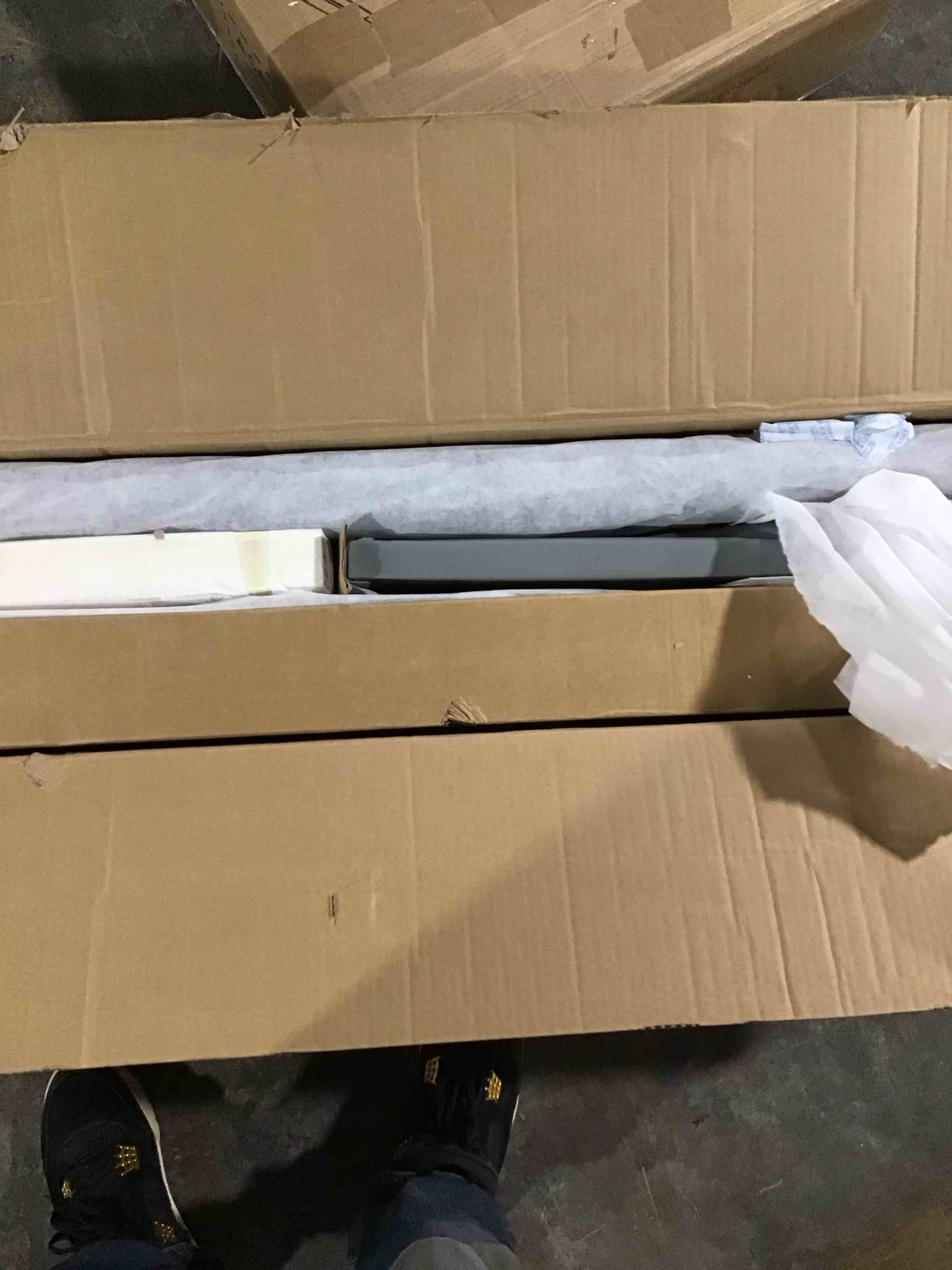 Queen Size Platform Bed with Gas Lift Up Storage, Upholstered Queen Bed Frame with LED Faux Leather for Kids Teens and Adults, No Box Spring Needed (GREY, BOX 1 OF 2)