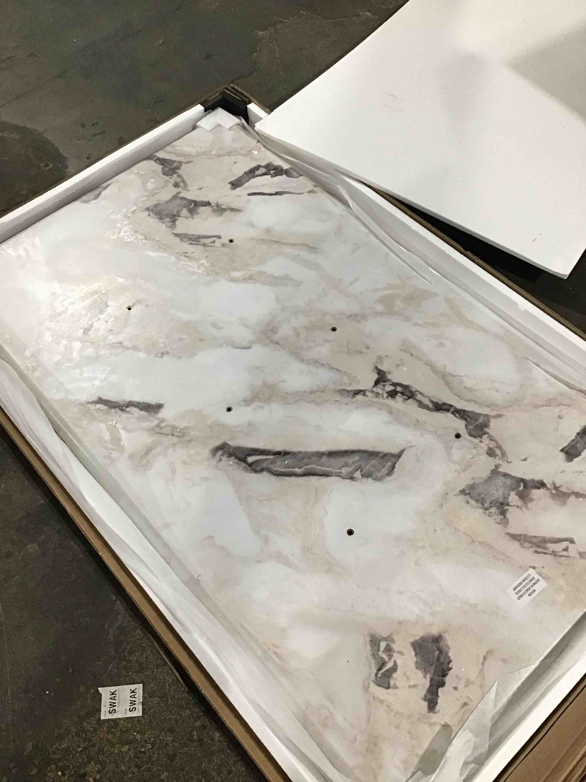 63" Morden Faux Marble Dining Room Table Set,Big Kitchen Dining Table for 6-8 with MDF Base,7 Piece Rectangle Dining Table Set &6 Pu Leather Upholstered Chairs Ideal (INCOMPLETE MISSING BASE OF TABLE AND ALL CHAIRS)