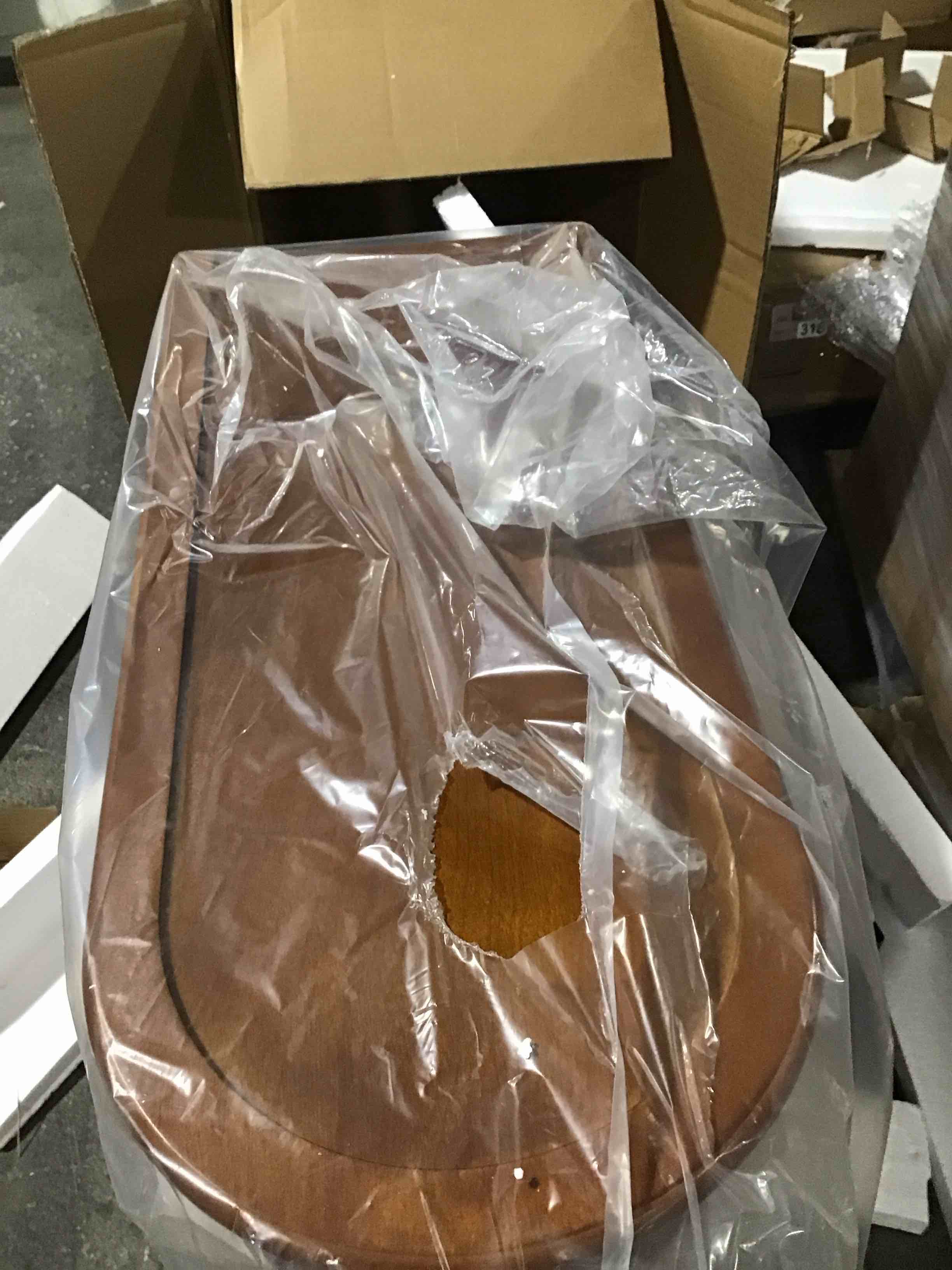  3 DRAWER WOOD END TABLE LIGHT BROWN WOOD (MISSING ONE BLACK PIECE FOR BOTTOM)