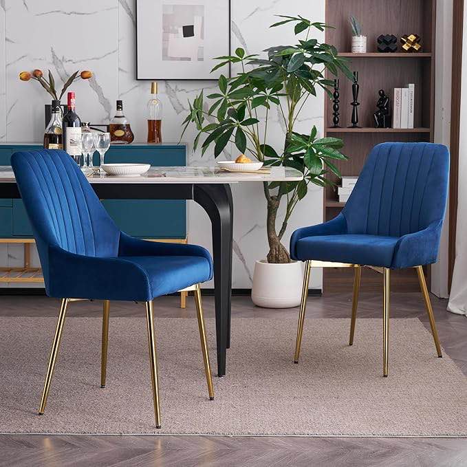 blue velvet dining chair (stock photo similar but not exact)