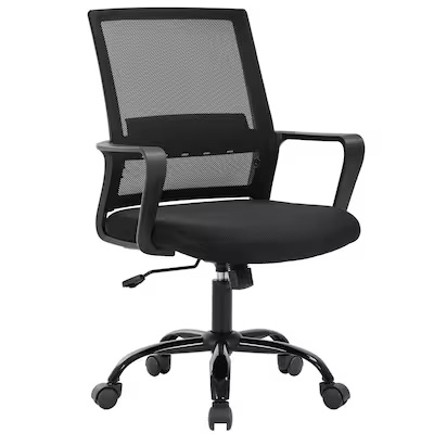 BestOffice Black Contemporary Ergonomic Adjustable Height Swivel Mesh Executive Chair