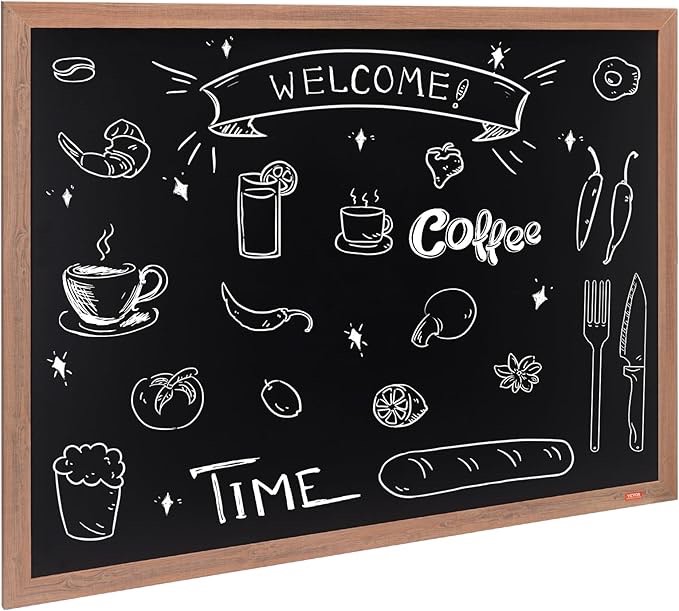 VEVOR Magnetic Chalk Board, Hanging Message Signs with Chalks & Eraser, Vintage Wooden Chalkboard Sign, Rustic Brown Framed Calendar and Bulletin Combo Boards, 35"x46", Kitchen, Home Decor, Wedding