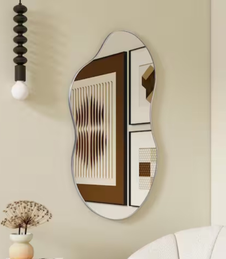 shyfoy Silver 20 in. W x 32 in. H Irregular Metal Decorative Mirror