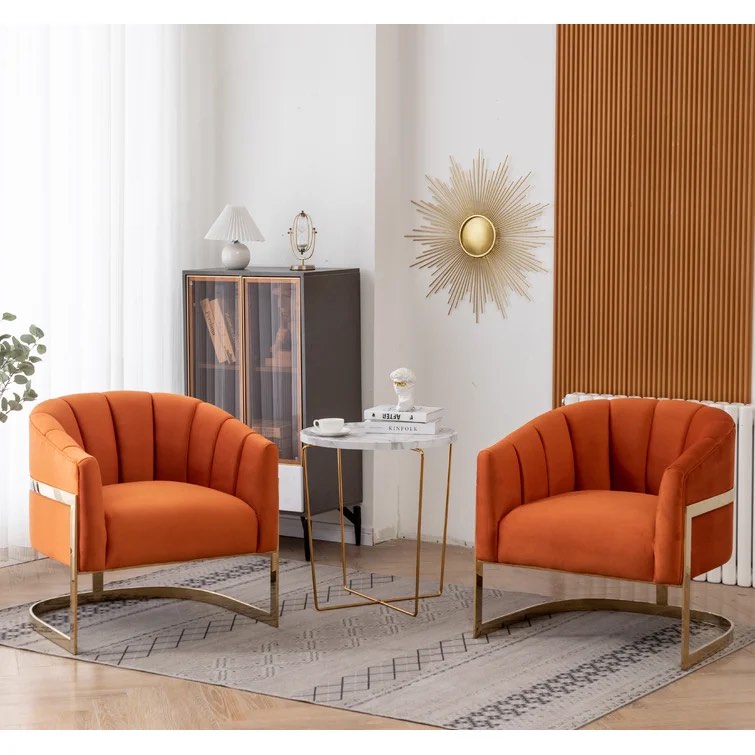 romy 30” tufted upholstered barrel chair 