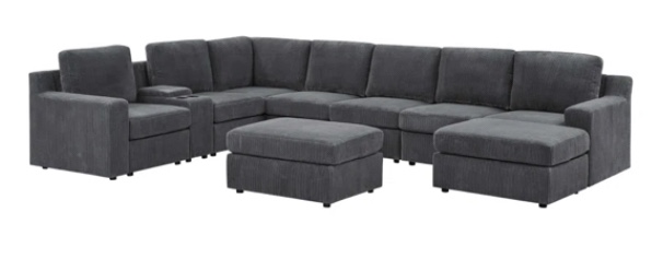 lunaris sectional grey corduroy (incomplete corner only)