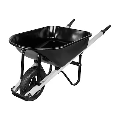 Project Source 5.5-cu ft 1 Wheel Steel Push Wheelbarrow