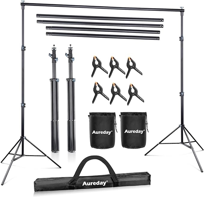 Aureday Backdrop Stand, 10x8.5ft Adjustable Photo Backdrop Stand