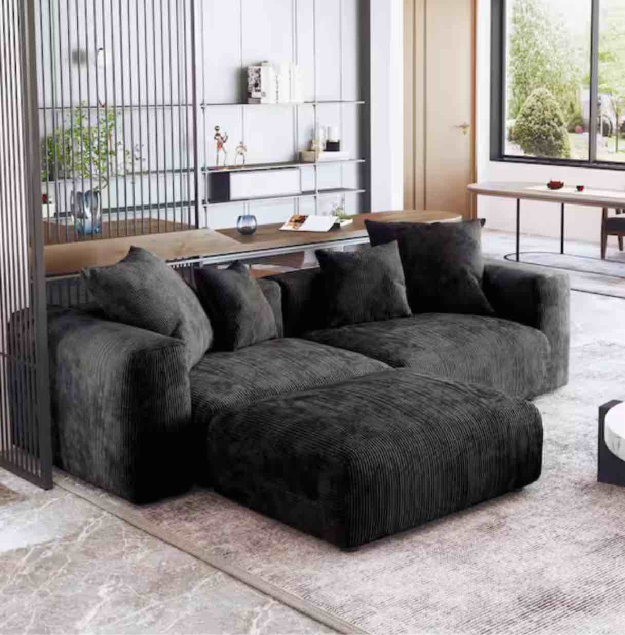 Square Arm Extra Deep Seat L-Shaped Grand Oversized Sectional Sofa *similar to stock photo*  *incomplete,box 1 only* 