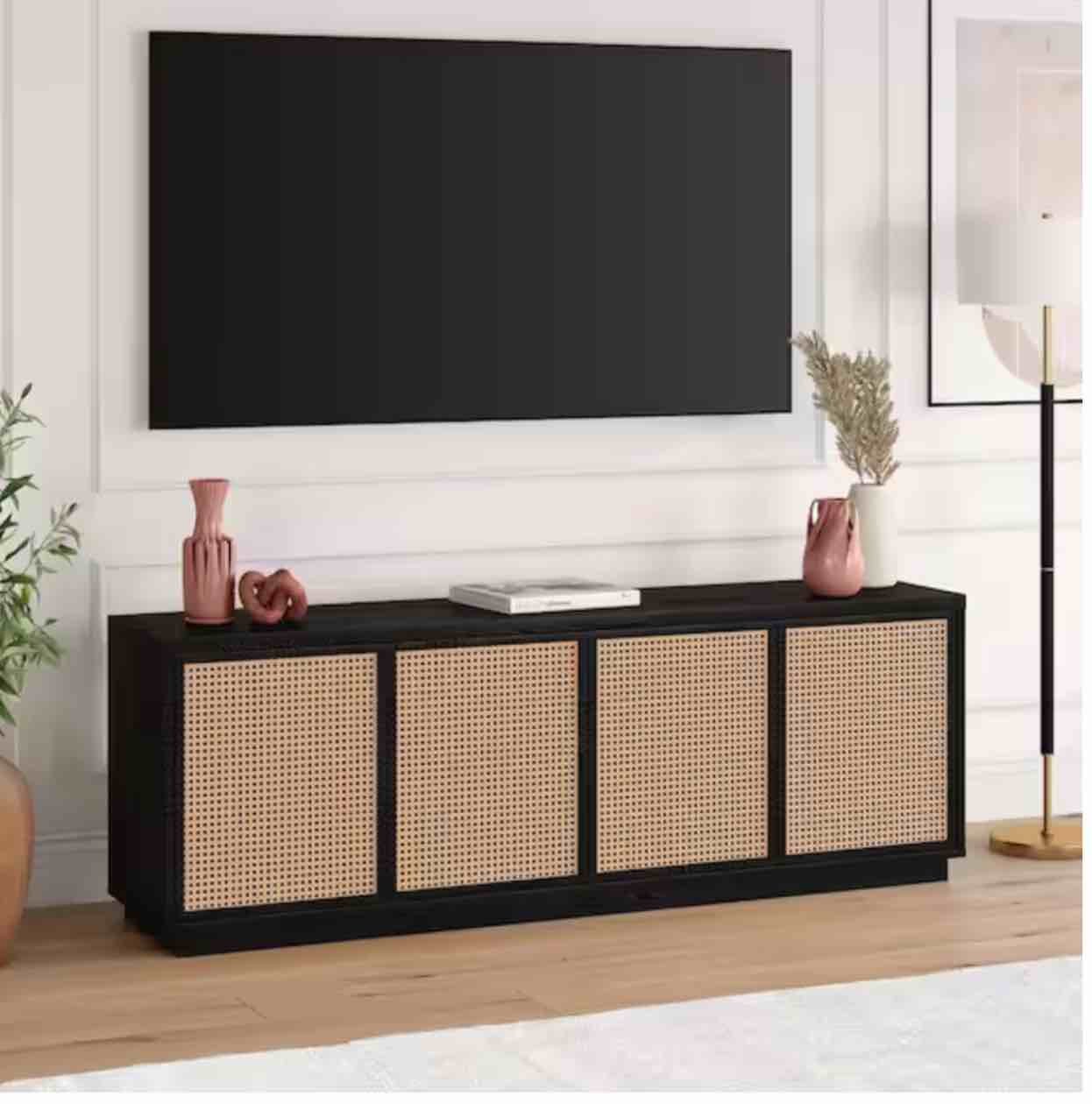 Meyer&Cross Pryce 70 in. Black Grain TV Stand Fits TV's up to 78 in.