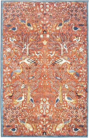 Burnt-Orange William Morris Premium 1/4" Pile Ultra Soft Area Rug with Non-Slip Padded Backing Runner  (6X9)