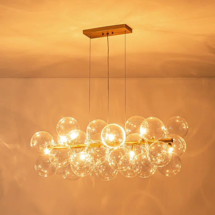 Baltser 10 light dimmable kitchen island bubble glass chandelier (incomplete)