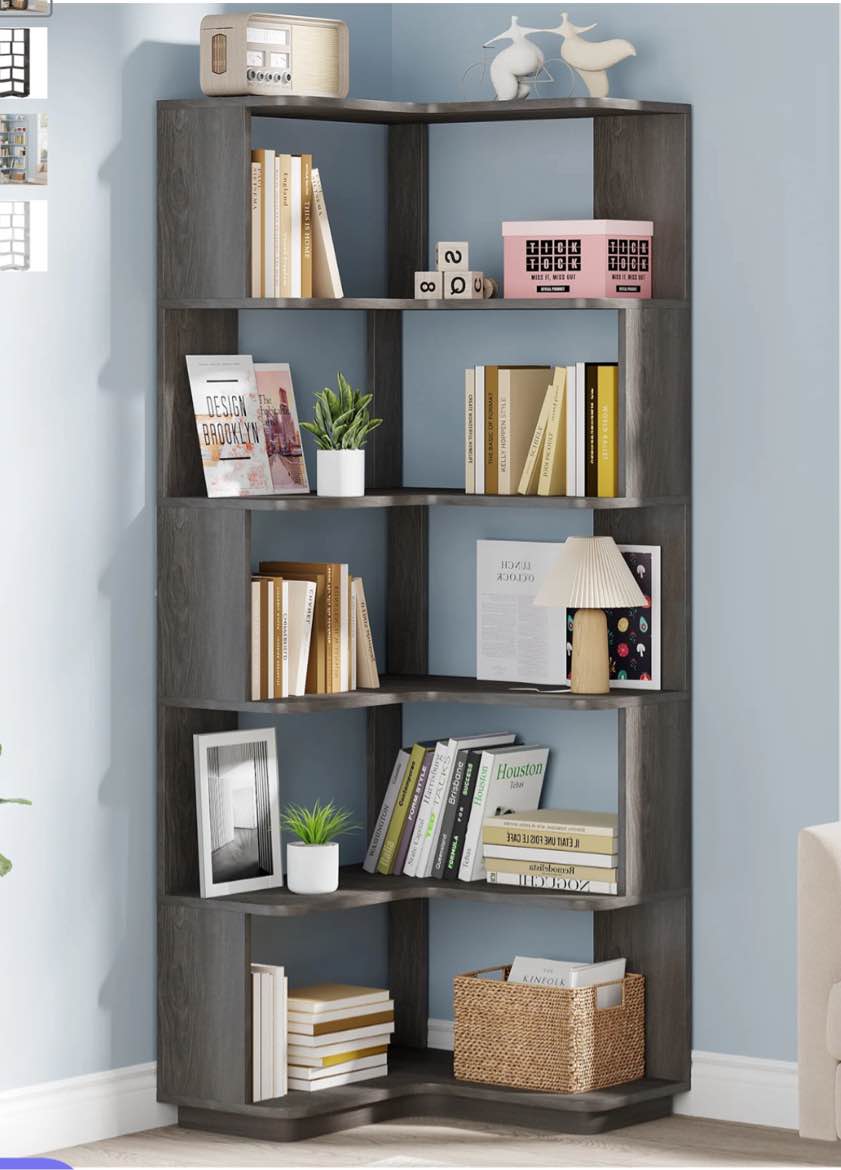 6-Tier Corner Bookshelf, 64.96" HOGA-YS0024 (incomplete) (similar to stock photo)