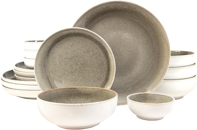 Resona Moss 16-Piece Green Dinnerware Set