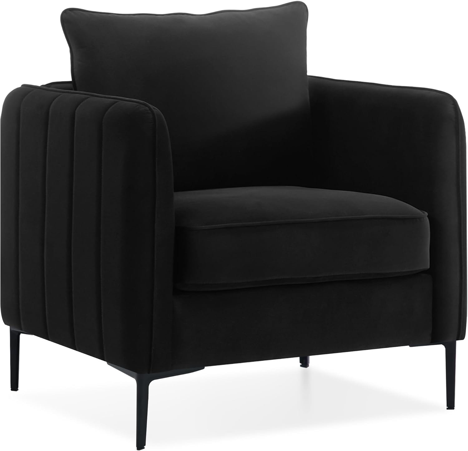 Black Velvet Accent Chairs for Living Room, Modern Upholstered Accent Chair Comfy Velvet Armchair YM-DPMT-BLACK