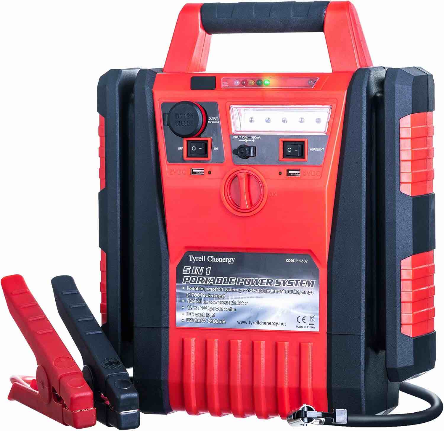 Tyrell Chenergy 1700 Peak Portable Power Station car Jump Starter,Jump Starter with air Compressor,Car Jumper Battery Pack with 2.1A USB Ports and DC 12V