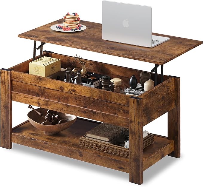 WLIVE Coffee Table, 39" Lift Top Coffee Table with Hidden Compartment and Storage Shelf