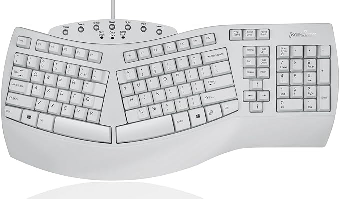 Perixx PERIBOARD-512W Periboard-512 Ergonomic Split Keyboard - Natural Ergonomic Design - White - Bulky Size 19.09"X9.29"X1.73"