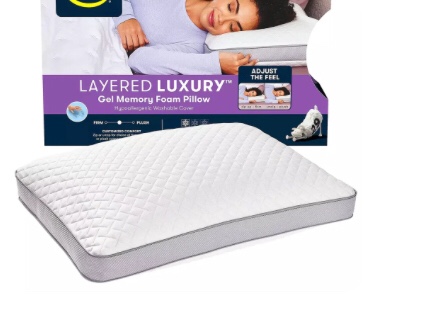 SERTA Layered Luxury Gel Memory Foam Pillow Standard 17'' x 24''
