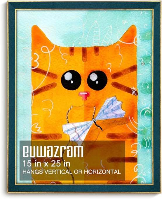 Suede 20x27picture frame - Single Frame, Elegant Navy Blue 20 x 27frame with Vintage Gold Double Border & High-Definition Glass for Tabletop or Wall Display Navy 20" x 27