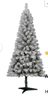 Holiday Time Flocked Pine Christmas Tree 6 ft, White on Green