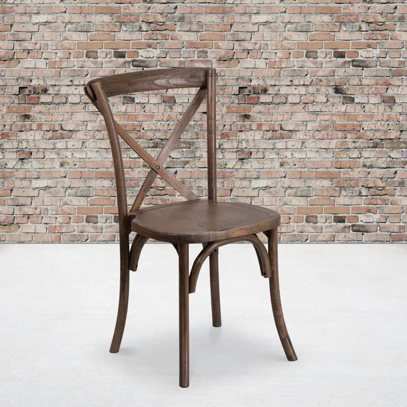 Arquit Stackable Cross-Back Wooden Bistro Chair