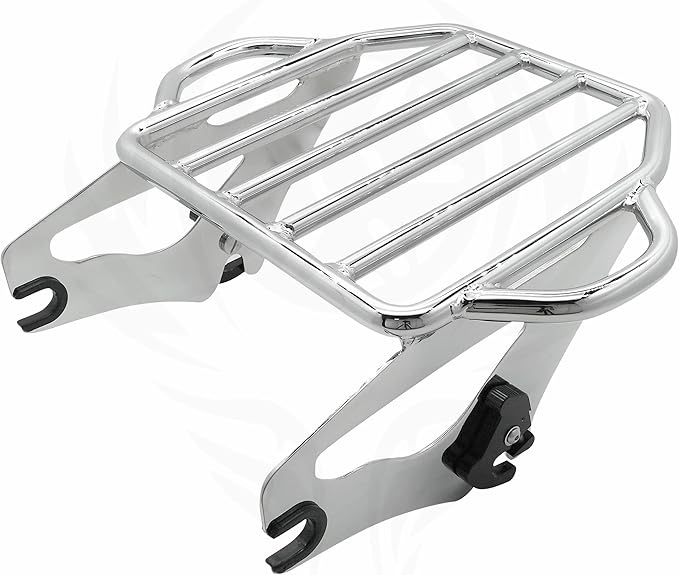 Detachable King Size 2-UP Luggage Rack Fits for Harley Touring Street Glide/Road King/Road Glide/Electra Glide/CVO/Ultra Limited 09-22 (Chrome)