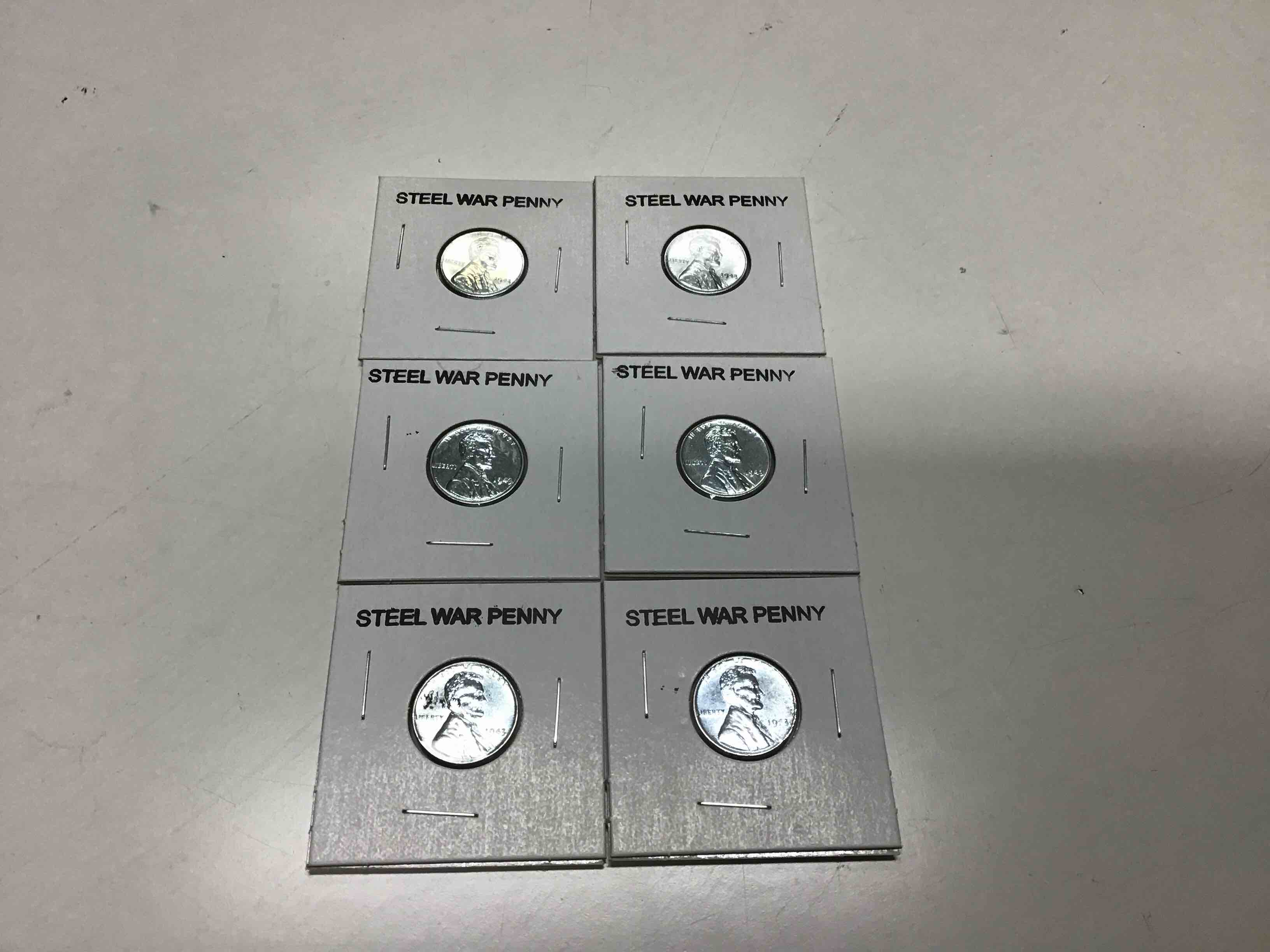 Six 1943 Steel War Pennies 