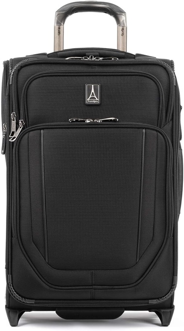 Travelpro Crew Versapack Softside Expandable 2 Wheel Upright Carry on Luggage, External USB Port, 15.6-Inch Laptop Pocket, Men and Women, Jet Black, Carry On 20-Inch