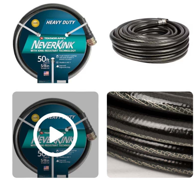 NeverKink Teknor Apex 5/8-in x 50-ft Heavy Kink Free Vinyl Gray Coiled Hose