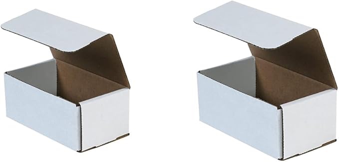 AVIDITI Small Shipping Boxes 7"L x 4"W x 3"H, 50-Pack | Cardboard Box Crush-Proof Carton for Mailing, Storing, Package, Gifts, Crafts, Business or Home, White 7x4x3 743