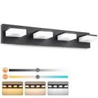 3 Colors Dimmable Black Vanity Lights for Bathroom LED 4 Light Bathroom Vanity Light Fixtures Acrylic Stainless Steel Bathroom Light Fixtures over Mirror, Adjustable 3000K/4000K/6000K, 360° Rotate